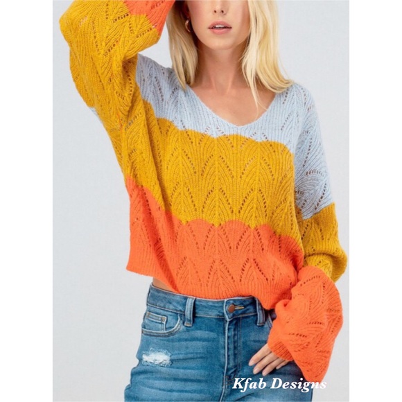 ❤️LAST! Joanna Ballon Sleeve Color block Sweater! - Picture 5 of 9